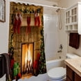 thumbnail image 3 of Extra Long Shower Curtain Christmas, Red Christmas Fabric Shower Curtain 84 inches Length Winter Holiday Tall Shower Curtain with Xmas Fireplace Trees & Gifts Pattern, 3 of 6