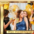 thumbnail image 3 of 100 Pack Gold Plastic Cups 12 oz, for Party, Heavy Duty Drinking Cup, Graduation Cups for Wedding Birthday, Valentine's Day Beer Taste Serving Sample Tastings Barbecues, 3 of 4