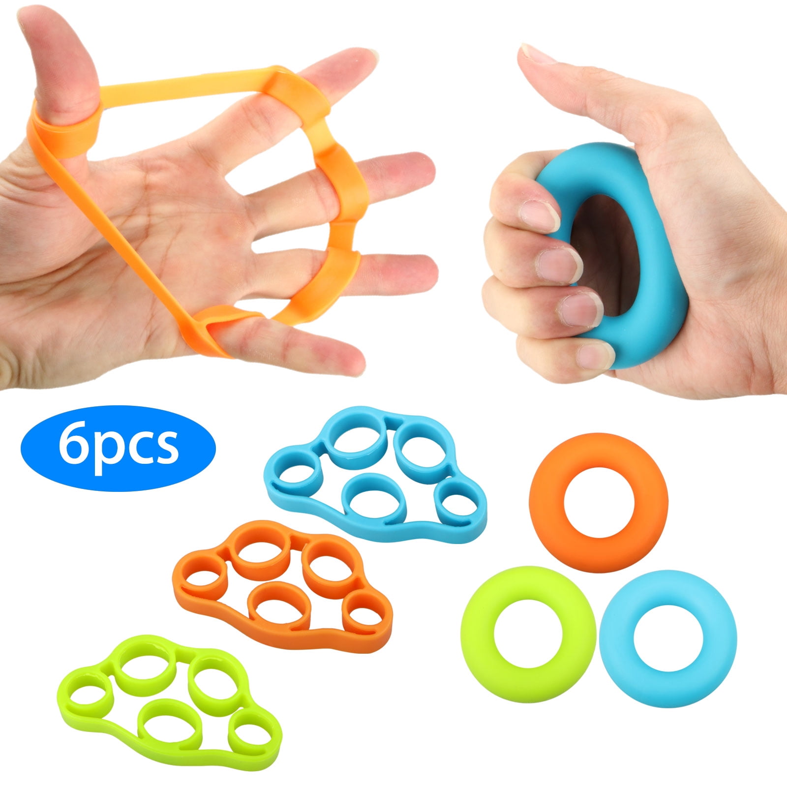 Finger exerciser Grip Strength Trainer Great for Rock Climbing and More 6 PCS Relieve Wrist & Thumb Pain Hand Grip Strengthener Carpal tunnel Finger Stretcher *NEW MATERIAL*Forearm grip workout 
