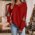 thumbnail image 2 of zaveiop Sweatshirt for Women Novelty Casual Long Sleeve Christmas Tree Print Crewneck Printed Pullover Oversized Cute Loose Thermal Comfort Tops (Z1-Red, XL), 2 of 5