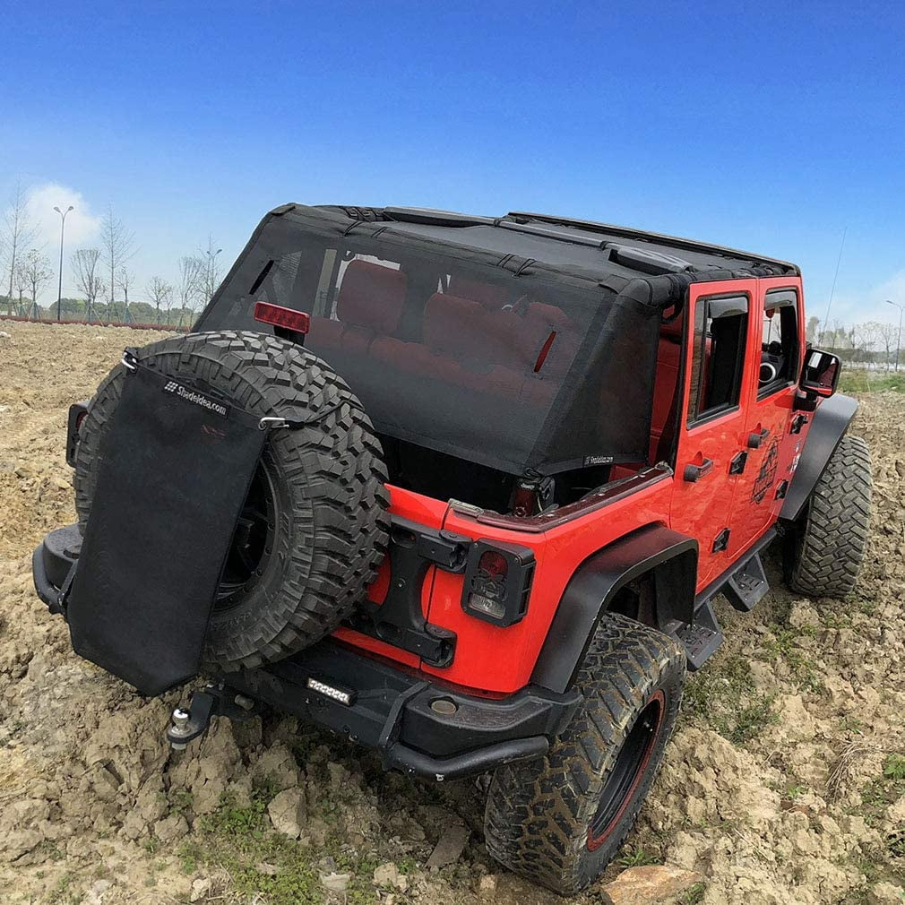 Shadeidea Jeep Wrangler Sunshade JK Unlimited (2018-Current) 4 Door-Black Cage Mesh Screen Sunshade -One time Install 10 years Warranty