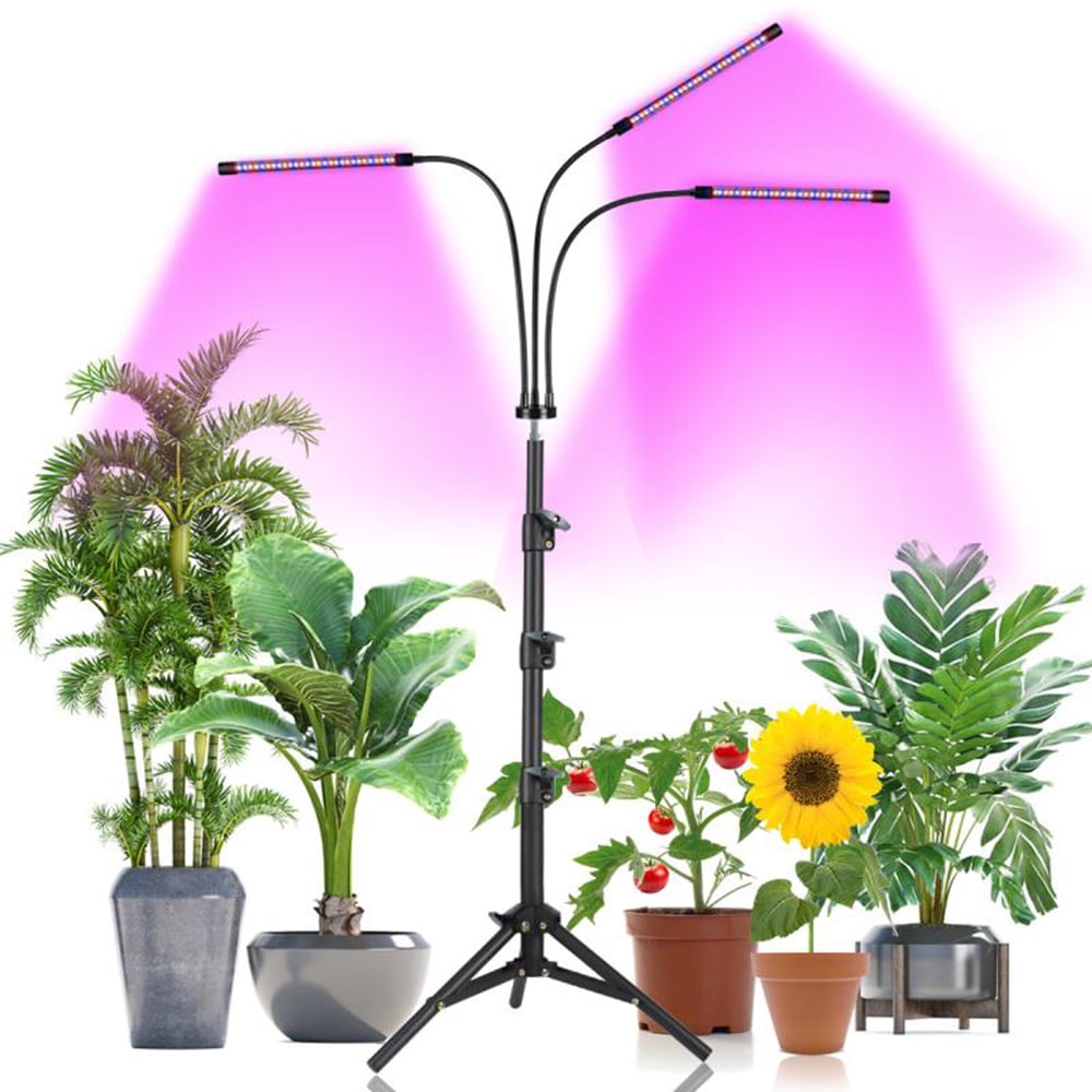 3/4Head LED Grow Light Stand Full Spectrum Indoor Plants Tripod Stand Light US 