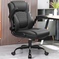 thumbnail image 6 of Brick Attic Leather Office Chair, Home Computer Desk Chairs with Ergonomic Back Support, 360°Swivel Free, Small Gaming Chair with Wheels and Adjustable Armrests,Black, 6 of 8