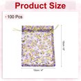 thumbnail image 2 of Uxcell Organza Bag, Sheer Flowers Heart Mesh Bags Drawstring Gift Bags Bulk Party Favor Bag Jewelry Pouches Purple-Gold 4" x 6", 2 of 6