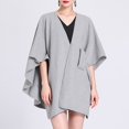 thumbnail image 4 of AWZXDE Women's Fall/Winter Oversized Fashion Shawl Wrap - Loose Fit Poncho Cape for Layered Outdoor Styling Light Gray,One Size, 4 of 4