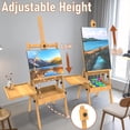 thumbnail image 6 of Yacona Art Easel for Painting, Wooden Easel for Adults, H-Frame with Storage Drawer, Natural Style, 6 of 8