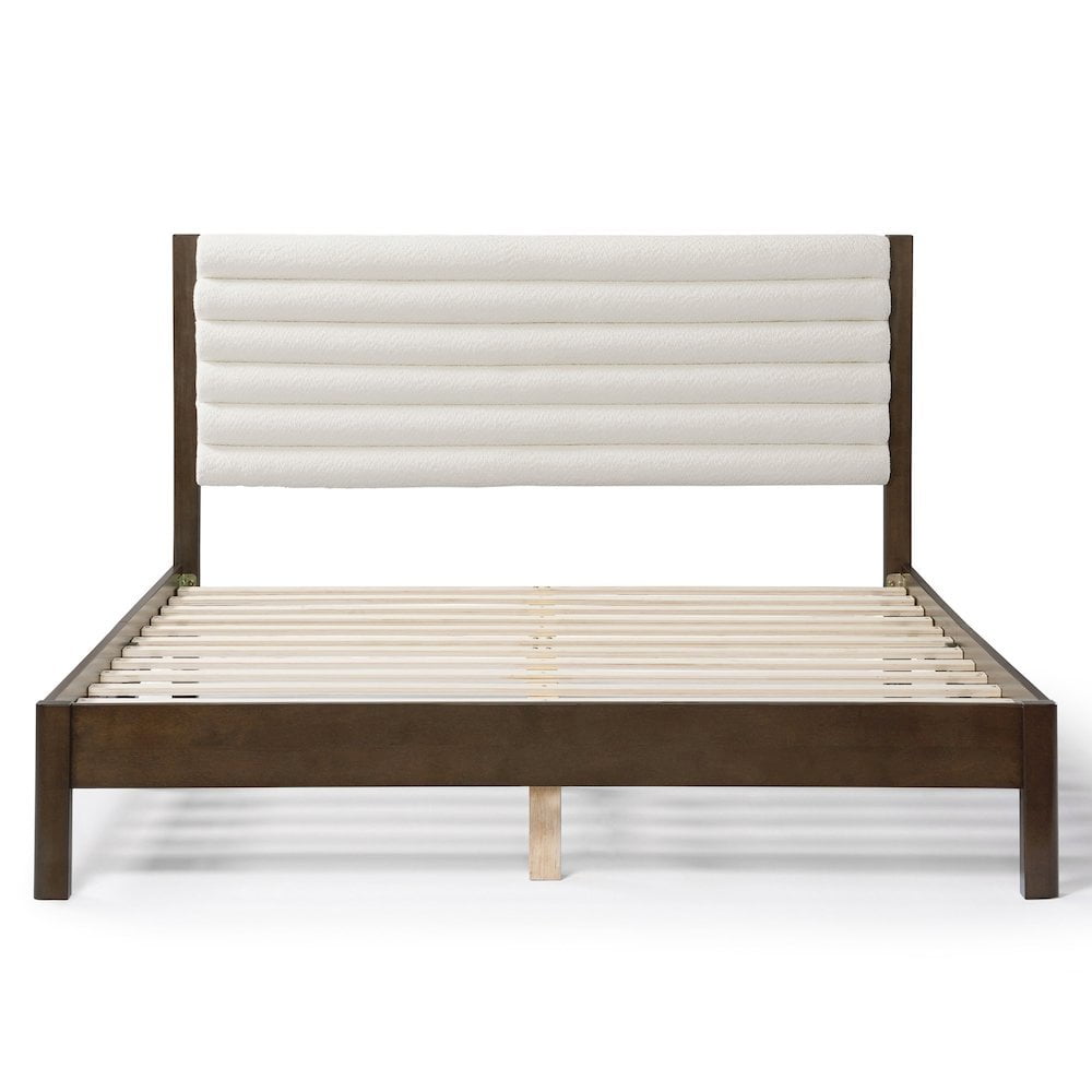 Starlight Canyon Home White Boucle Upholstered Queen Bed Frame with Headboard - Modern Design