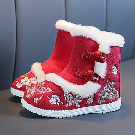 

Cathalem Little Girls Short Boots Ethnic Style Cotton Boots For Toddler Gilrs Cloth Shoes Rubber Sole Girl Fall Boots Size 11 Shoes Red 8 Years