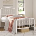 thumbnail image 3 of GGsum Twin Platform Bed Frame, Victorian Crown Headboard, 450lb Capacity, 13" Under-Bed Space, No Box Spring Needed, White, 3 of 9