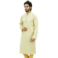 thumbnail image 4 of Atasi Men's Beige Khadi Cotton Long Kurta Shirt Indian Ethnic Wear-Small, 4 of 8