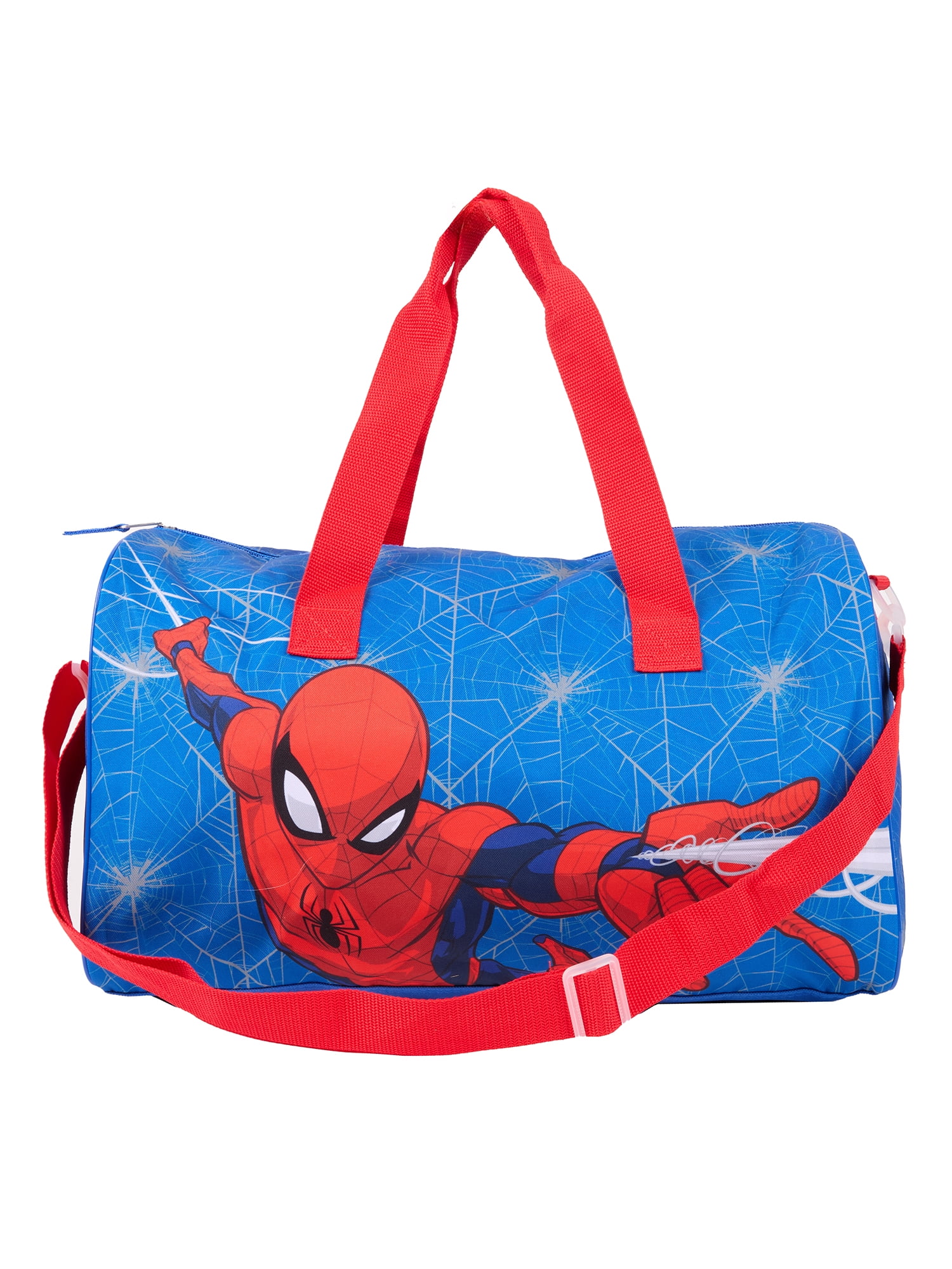 Marvel Spiderman 7-Piece Kids Luggage Set, 14” Softside Rolling Suitcase with Backpack & Travel Accessories, Blue