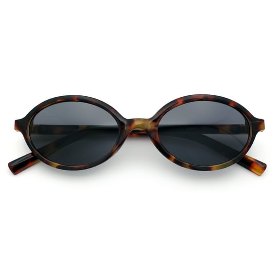 Retro Vintage Vibe Oval Hipster Boho Fashion Plastic Sunglasses Tortoise - Black