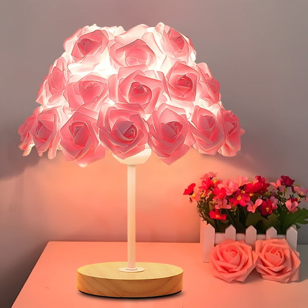 Lámpara de escritorio Lámpara de mesa Lámpara de escritorio de flores ajustada Decoración del hogar Iluminación LED para el día de San Valentín Regalo de flores inmortales Lámpara de mesa Lámpara de e