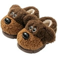 thumbnail image 4 of newwalpole Toddler Girls Boys Slippers Animal-themed Slippers For Kids Soft Plush Warm Non Slip Baby Kids House Shoes Indoor Bedroom Brown for Size 11.5, 4 of 7