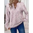 thumbnail image 2 of Womens Waffle Knit Tops V Neck Long Sleeve Shirts Henley Dresy Casual Blouses Fall Outfits 2025 Pink S, 2 of 4