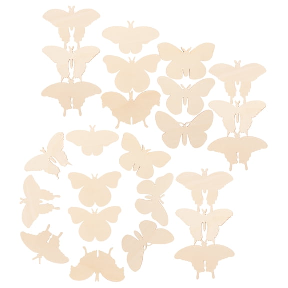 HEMOTON 27pcs Unfinished Wood Butterfly Shapes for Crafts Ideal for Home Decor DIY Projects Ivory Color