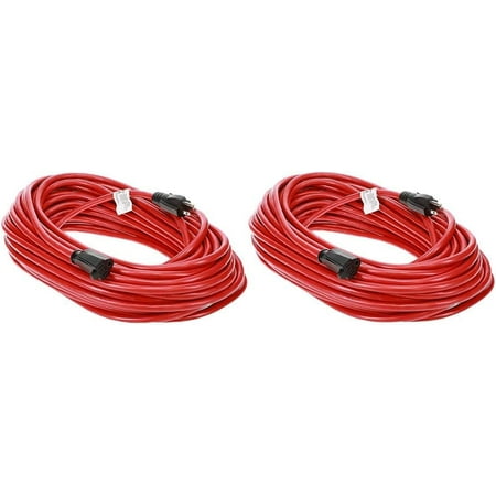 

Otimo 100 Ft 12/3 SJTW Red 2-Pack Heavy Duty Outdoor Extension Cord - 3 Prong Ground Plug 15A 1875W Water & Weather Resistant Flame Retardant