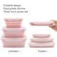 thumbnail image 3 of Collapsible Silicone Lunch Bento Box, Portable Food Storage Container Outdoor Picnic Box Space Saving, Microwave, Dishwasher and Freezer Safe, 3 Pcs Set (Pink), 3 of 7