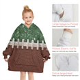 thumbnail image 6 of Green and Brown Football Stitch Pattern Blanket Hoodies for Kids 6-13YR Oversize Wearable Blanket Hoodies for Boys Girls Teens, 6 of 7