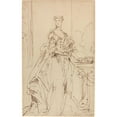 thumbnail image 2 of John Vanderbank 13x18 Black Ornate Wood Framed Double Matted Museum Art Print Titled - Portrait of a Standing Lady II (1734), 2 of 5