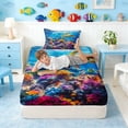 thumbnail image 5 of Manfei Sea Turtle Twin Sheet Sets for Kids Boys and Girls, Colorful Coral Bedding 3 Pieces, 1 Flat Sheet, 1 Fitted Sheet and 1 Pillowcase, 5 of 6