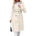 thumbnail image 2 of Double Breasted Women Solid Color Casual Long  Trench Coat with Belt, 2 of 5