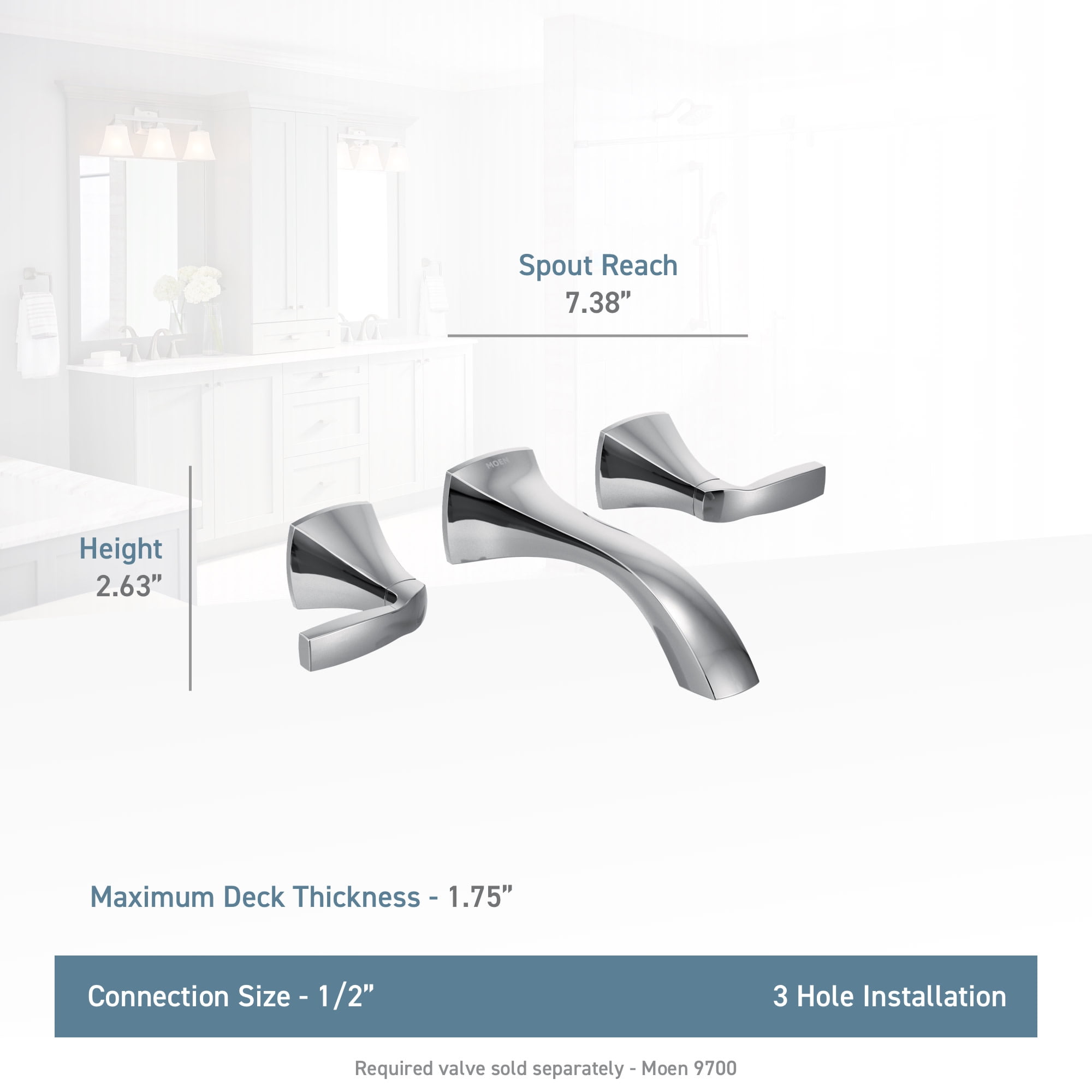 Moen Voss Brushed Nickel Two-Handle Wall Mount Bathroom Faucet