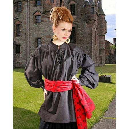 The Pirate Dressing C1010 Grace O Malley Poet Shirt, Black - Extra Large