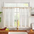 thumbnail image 1 of Tier Curtains 24 Inch for Small Window Linen Blend Cafe Curtains Farmhouse Rustic Half Window Drapes for Kitchen Living Room Bedroom Light Filtering Rod Pocket 2 Panels Neutral Crude, 1 of 8