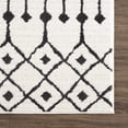 thumbnail image 6 of Hauteloom Vunag Living Room, Bedroom Area Rug - Geometric Diamond Trellis - Bohemian Transitional Moroccan - High Pile - Black, White, Cream - 7'10" Round, 6 of 15