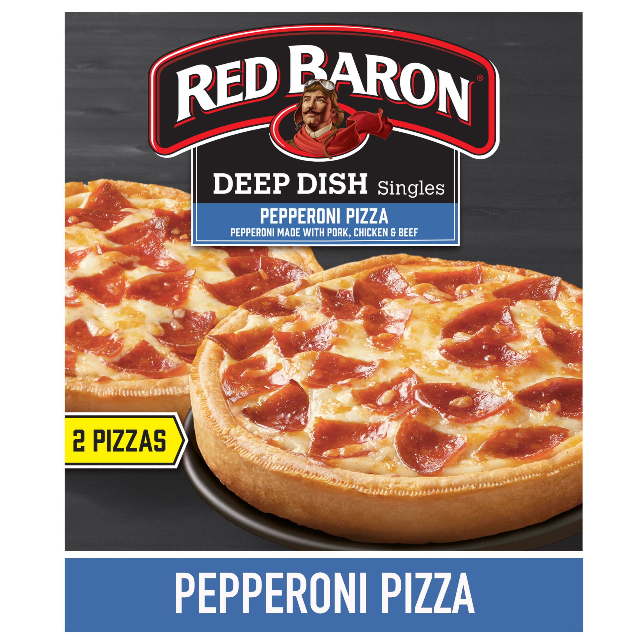 Red Baron Pepperoni Deep Dish Singles Frozen Personal Pizza, 11.2 oz 2 Pack
