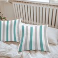thumbnail image 6 of Teal Grey Stripe Throw Pillow Covers 16x16 Inch Set of 2, Modern Farmhouse Vertical Striped Waterproof Outdoor Pillow Covers, Decorative Cushion Pillowcases for Couch, Sofa, Bed, Garden, Patio, 6 of 9