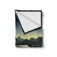thumbnail image 2 of Fantasy Soft Flannel Fleece Throw Blanket, Image of Dark Surreal Landscape Sunbeams over Ocean Seacoast Cliff Mountain, Cozy Plush for Indoor and Outdoor Use, 60" x 80", Navy Green, by Ambesonne, 2 of 6