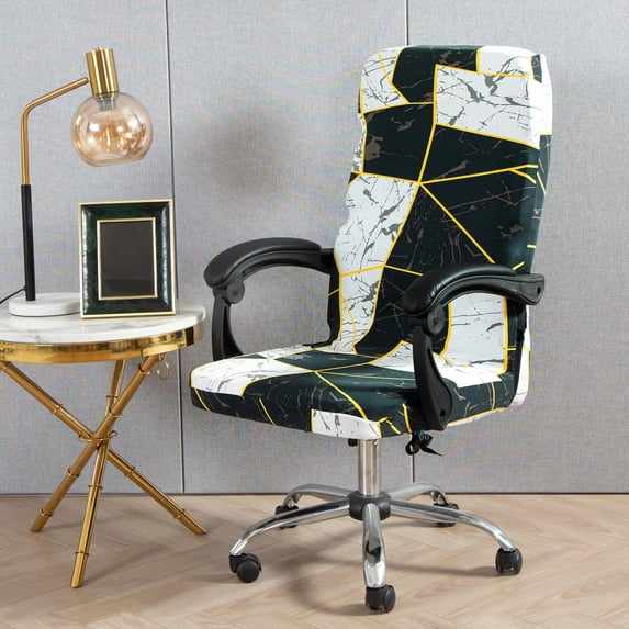 Stretch Rotating Cover Slipcover Removable Polyester Dirty with Zipper Soft Printed Swivel Computer for Party F