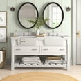 thumbnail image 3 of KBC Charlotte 60" Wood Double Farmhouse Vanity w/ Quartz Stone in White, 3 of 8