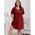 thumbnail image 3 of FEREMO Womens Plus Size 100% Cotton Short Sleeve V Neck Nightgown Ladies Sleepwear, 3 of 9