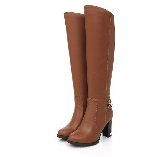 Botas altas Botas de caballero Tacón cuadrado pero botas hasta la rodilla Botas hasta la rodilla Botas de mujer de talla grande Botas Martin