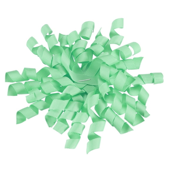 Uxcell 4 Inch Grosgrain Curly Bows for Gift Wrapping Self-Adhesive Curly Ribbon Twist Tie Bows Light Green 6 Pcs