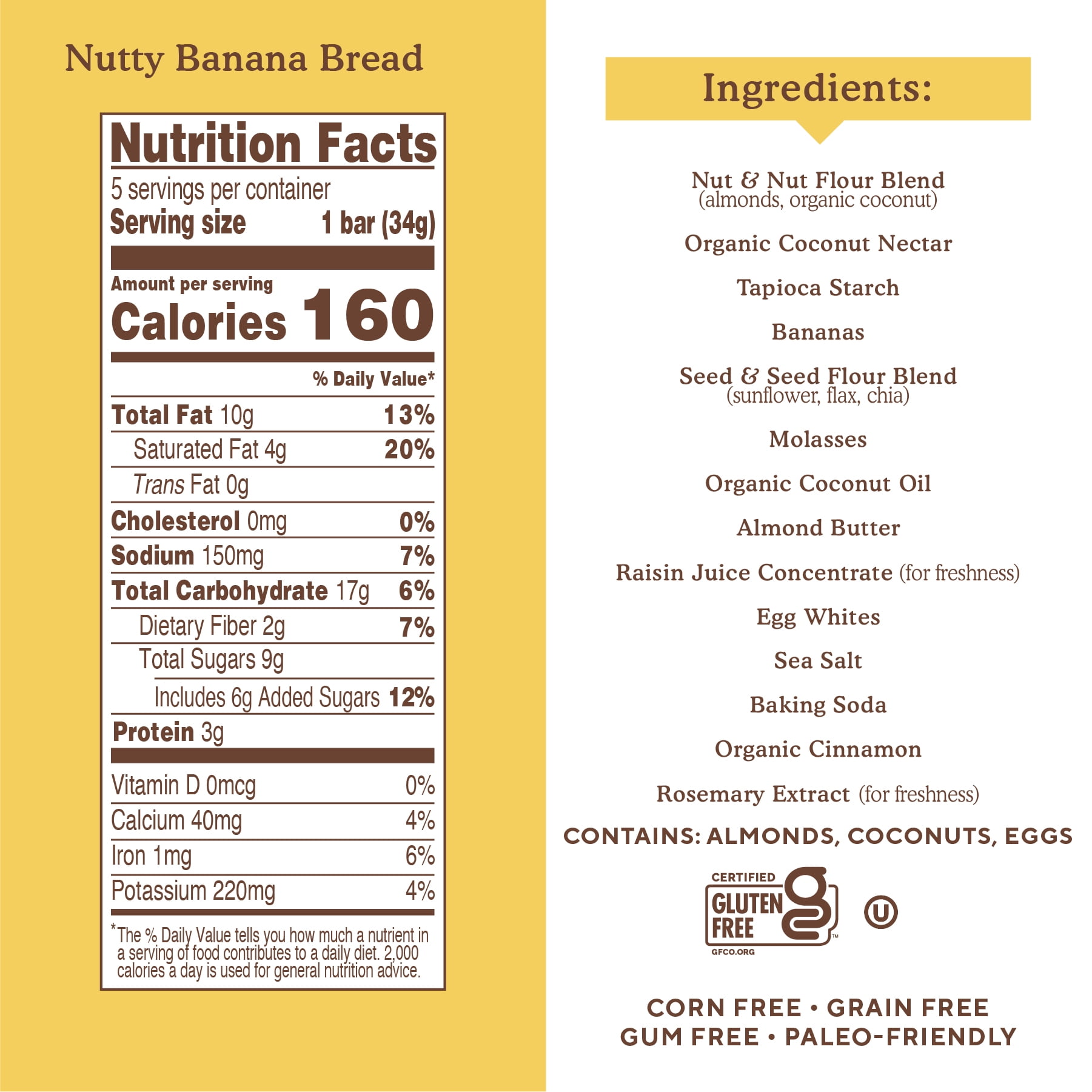(3 pack) Simple Mills Soft Baked Almond Flour Bars, Nutty Banana Bread, Gluten-Free, 5 Count