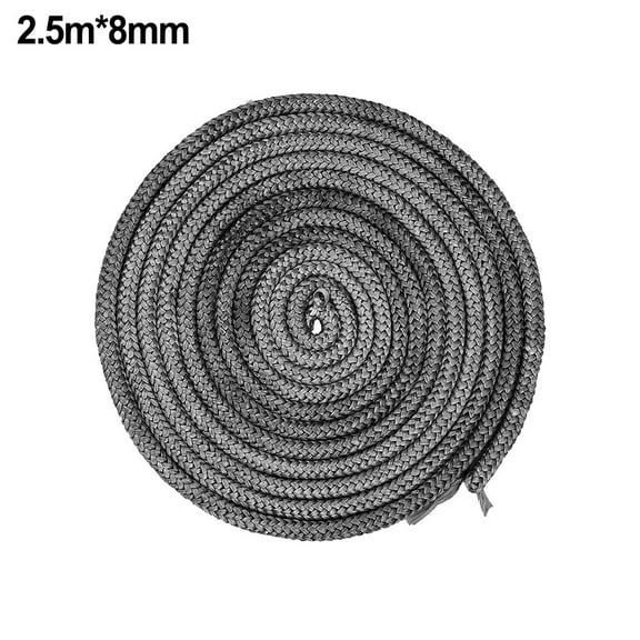 Fiberglass Rope Seal for Wood Stove Door Gasket, High Temperature Resistant Chimney Seal Cord, Self-Adhesive Round Sealing Rope for Fireplace, Boiler, Oven, 8mm Diameter, 2.5m Length, Black