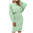 thumbnail image 6 of ShomPort Women's Fall 2 Piece Sweater Set Ribbed Knit Long Sleeve Crop Top Midi Bodycon Skirt Casual Outfits Dress, 6 of 9