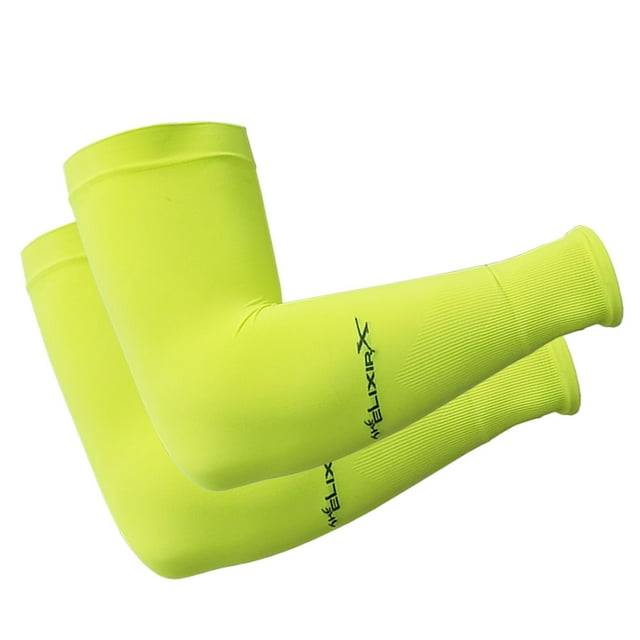 The Elixir Golf UPF 50 Protection Solaire UV Manchons de Compression Rafraîchissants pour Hommes Femmes Enfants, 1 Paire (Grand, Vert Néon)