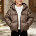 thumbnail image 2 of Afuyipoi Toddler Boys Puffer Hooded Coat Quilted Zip Up Thickened Warm Winter Jacket Outdoor Play Size 0-7Y Brown Size 12M, 2 of 9