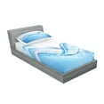 thumbnail image 2 of Ambesonne Abstract Fitted Sheet & Pillow Sham Set, Modern Wavy Surfer, Twinxl, Pale Blue and White, 2 of 2