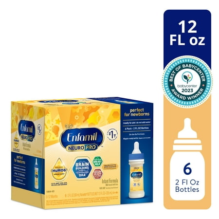 Enfamil NeuroPro Baby Formula, Milk-Based Infant Nutrition, MFGM* 5-Year Benefit, Expert-Recommended Brain-Building Omega-3 DHA, Exclusive HuMO6 Immune Blend, Non-GMO, 2 Fl Oz, 6 Count