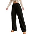 thumbnail image 2 of Hifoo Women Winter Fuzzy Pants Elastic Waist Straight Leg Long Pants Casual Sweatpants Trousers Solid Color Joggers Daily Slacks Cozy, 2 of 7