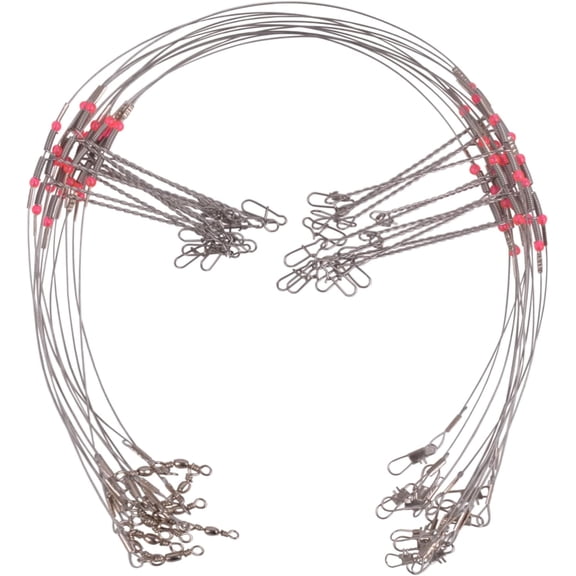 Fishing Leaders, Stainless Steel Fishing Wire Leaders Saltwater Tackle Rig with Swivels Snap Beads for Lures Bait Hooks 12pcs
