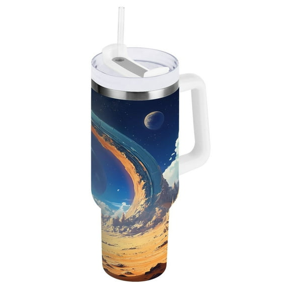 Stargate in Desert Tumbler with Handle and Straw Lid 40 oz Insulated Vacuum Water Bottle Stainless Steel Travel Cup