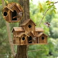 thumbnail image 7 of Rustic Wood Bird House with 6 Holes for Outdoor, Bluebird Finch Cardinals House, Hummingbird House for Patio Lawn Fences, Home Decoration & Gardening Gifts, 7 of 7
