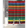 thumbnail image 3 of Split Shower Curtain for Transfer Bench, Boho Red Stripes Fabric Shower Curtains for Bathroom, Colorful Mexico Blue Green Yellow Tub Sliding Transfer Bench Waterproof Bath Curtains 72"x96", 3 of 9